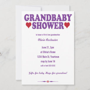 Invitation Douche bébé rouge et violet
