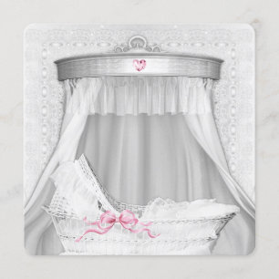 Invitation Douche blanche de bébé de berceau