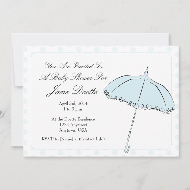 Invitation Douche bleue de parasol (Devant)