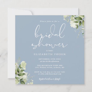 Invitation Douche Bleue Florale de Verdure pour Mariage