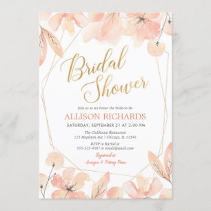 Invitation Douche botanique rose et or du jardin