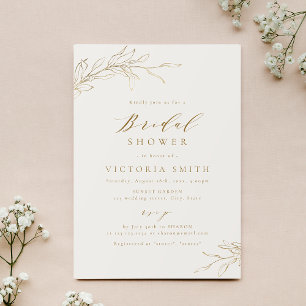 Invitation Douche botanique rustique or simple