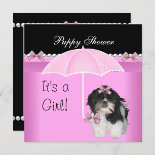 Invitation Douche Chien rose mignon