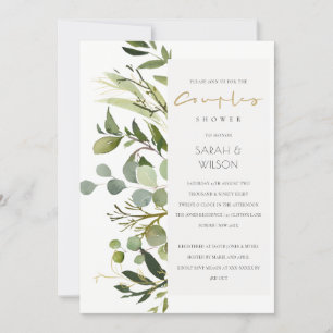 Invitation DOUCHE cool EN FEAFY VERT FOLIAGE D'EAU COUPLES CO