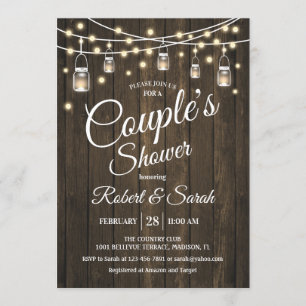 Invitation Douche Couple - Bois rustique