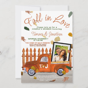Invitation Douche Couple's Chute en Amour Photo Bridal