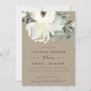 INVITATION DOUCHE COUPLES COUPLES COULEUR D'EAU KRAFT IVORY F