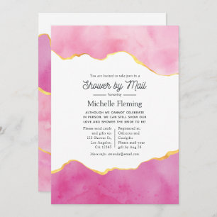 Invitation Douche d'agate rose et or par courrier