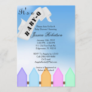 Invitation Douche de barbecue du bébé Q, mignonne