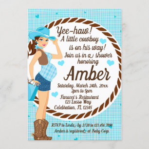 Invitation Douche de bébé de cow-girl de pays