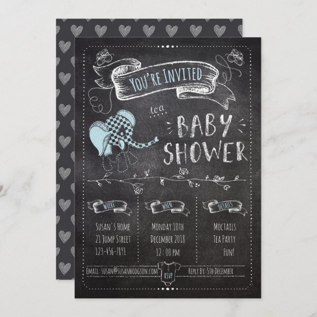 Invitation Douche de bébé de tableau (Devant / Derrière)