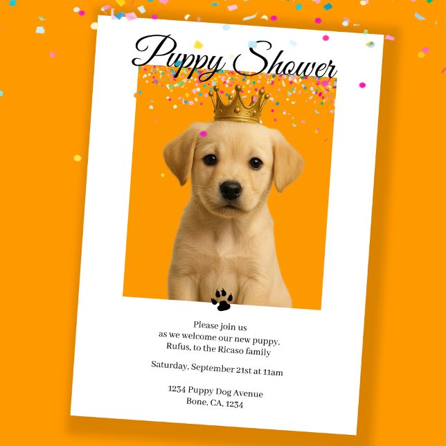 Invitation Douche de chiot mignonne adoption de chien personn (Puppy Shower Cute Personalized Dog Adoption Invitation by Ricaso. For new pup or adopted adult dog)