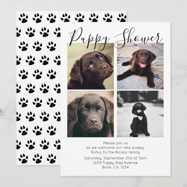 Invitation Douche de chiot mignonne adoption de chien personn (Devant / Derrière)