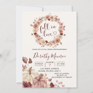 Invitation Douche de citrouille florale Boho Blush et Marsala