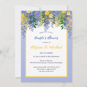 Invitation Douche de couple à l'aquarelle Wisteria Floral