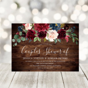 Invitation Douche de Couple au Vin Rouge Bourguignon Rustique