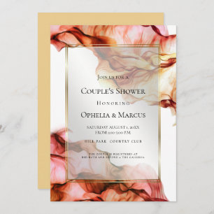 Invitation DOUCHE DE COUPLE Encre Abstraite Couleurs d'auto