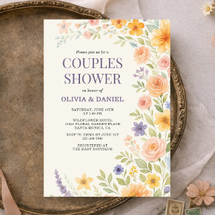 Invitation Douche de Couple Fleur de Sauvageon Aquarelle Flor