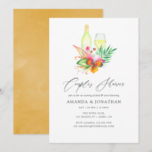 Invitation Douche de Couple Floral Été Tropical Dégustation d