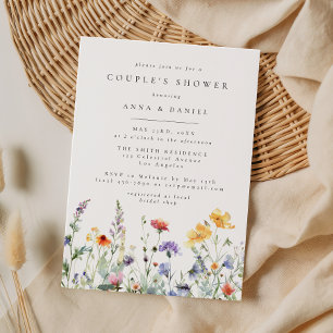 Invitation Douche de couple florale aquarelle vibrante