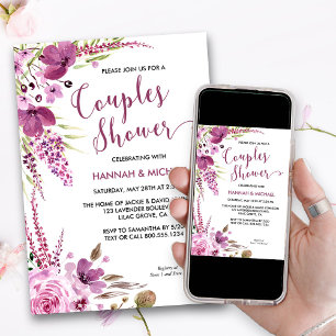 Invitation Douche de Couple Florale Lavande et Lilas