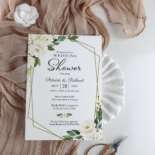 Invitation Douche de couple géométrique floral verdure
