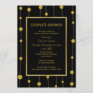 Invitation Douche de couple mariage moderne en papier doré no