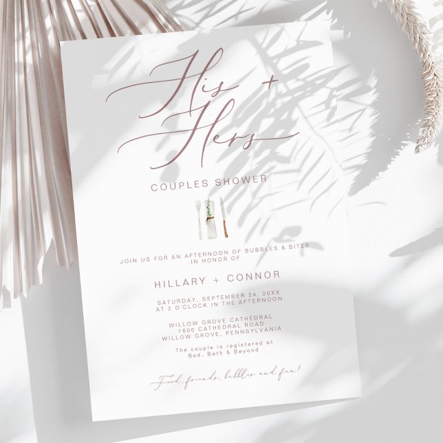 Invitation Douche de couple moderne calligraphiée avec rose p (Créateur téléchargé)