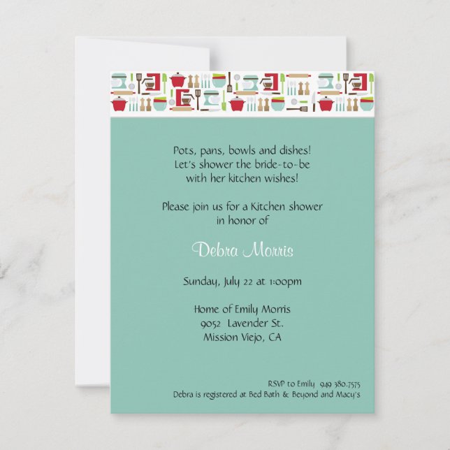 Invitation Douche de cuisine (Devant)