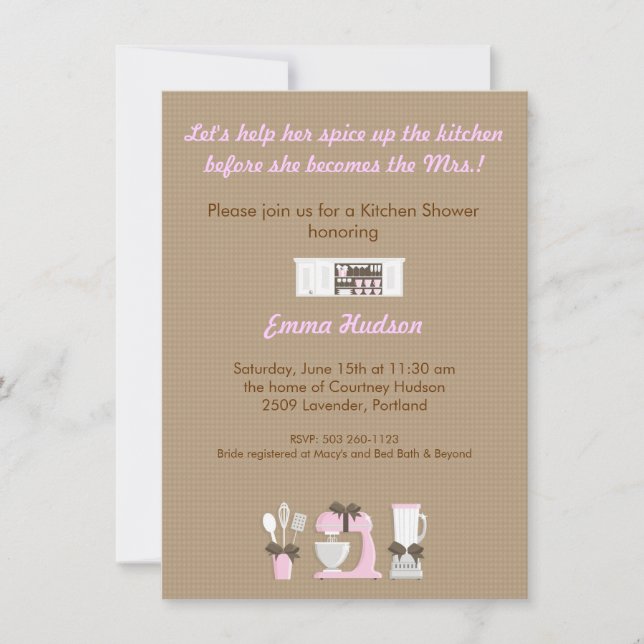 Invitation Douche de cuisine (Devant)