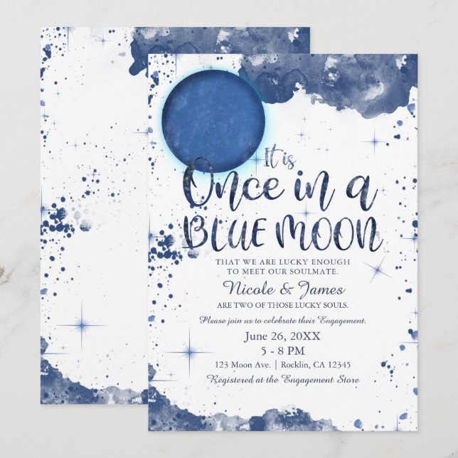 Invitation Douche de fiançailles Aquarelle Une fois dans la L (Devant / Derrière)