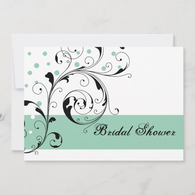 Invitation Douche de la mariée verte en jade blanche en feuil (Devant)