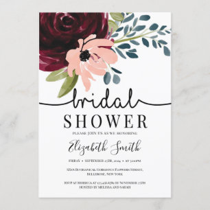 Invitation Douche de la marine bourguignonne à fleurs rousses