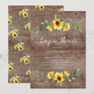 Invitation Douche de la nuptiale du tournesol jaune rustique