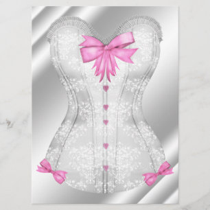Invitation Douche de lingerie en corset à noeuds roses en dam