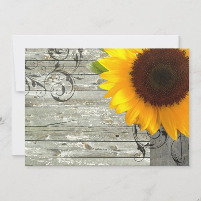 Invitation douche de mariage à la naine de tournesol de bois  (Devant)
