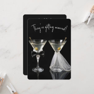 Invitation Douche de mariage de couple avec cocktails Martini
