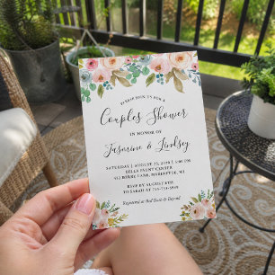 Invitation Douche de mariage floral sophistiqué pour couples