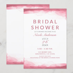 Invitation Douche de Mariage Moderne Aquarelle Rose Mauve Bai