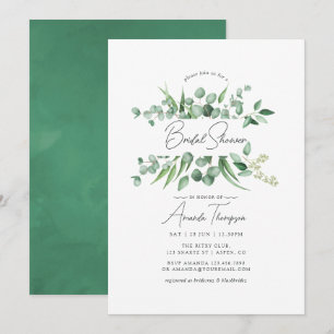 Invitation Douche de mariée à l'eucalyptus aquarelle