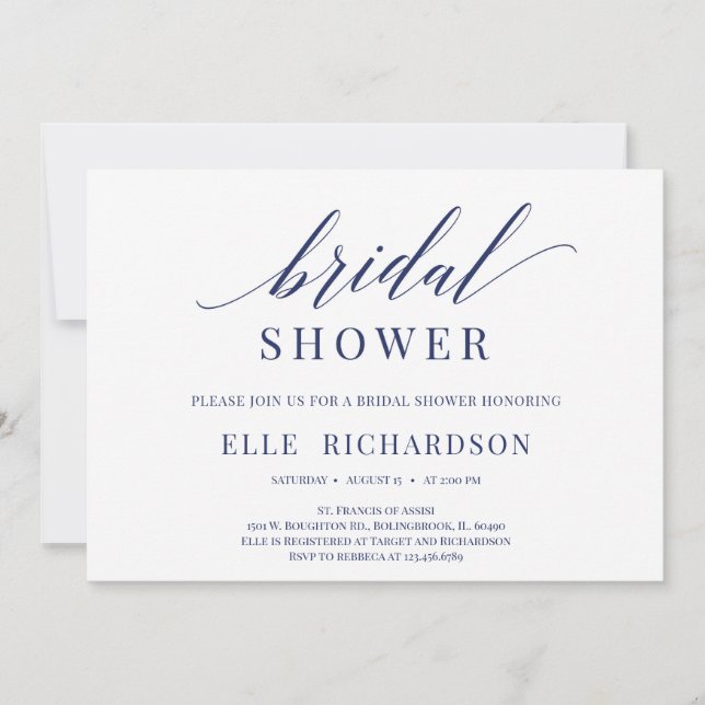 Invitation Douche de mariée à script rustique simple et éléga (Devant)