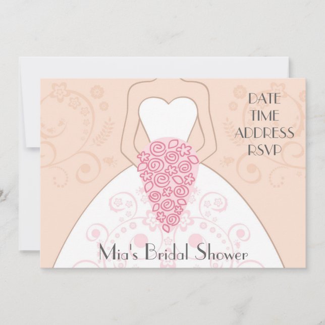 Invitation Douche de mariée classique rose vif (Devant)