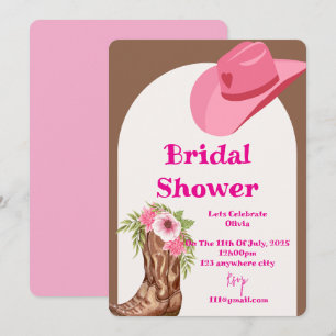 Invitation douche de mariée de cowboy rose