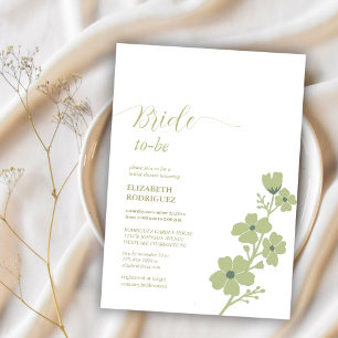 Invitation douche de mariée verte sage à être fleurie