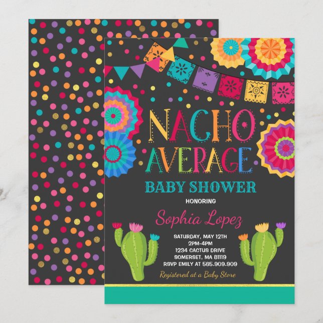 Invitation Douche de moyenne de Nacho d'invitation de baby (Devant / Derrière)