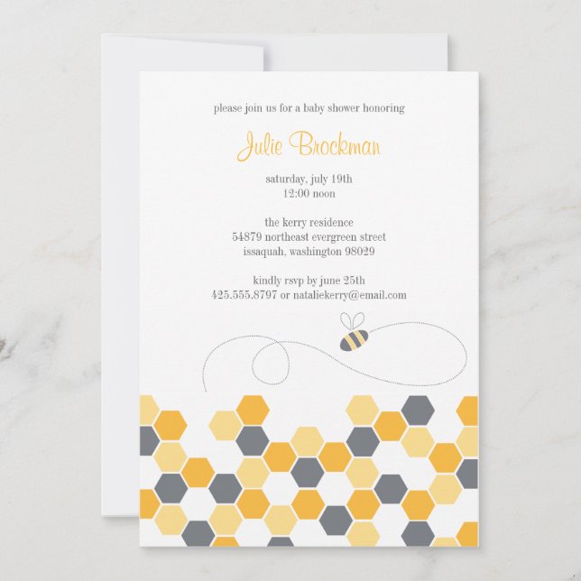 Invitation Douche de nid d'abeilles/invitation de partie (Devant)