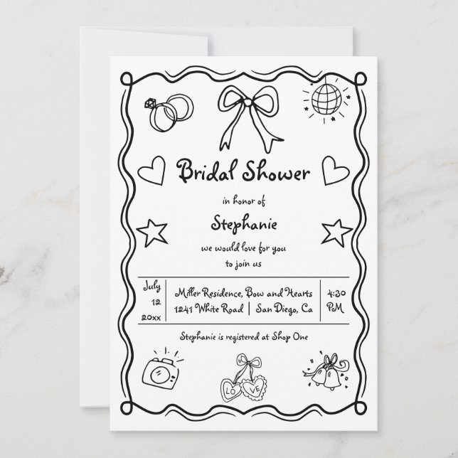 Invitation Douche de nuptiale grinçante ondulée (Devant)
