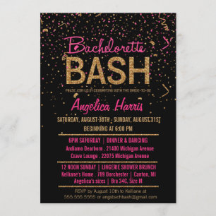 Invitation Douche de partie de Bachelorette de confettis de