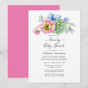 Invitation Douche de passage de fleurs succulentes tendance