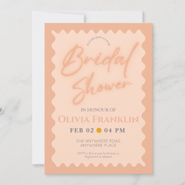 Invitation Douche d'été ondulée orange rétro (Devant)